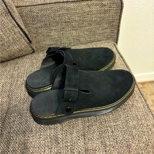 Dr Martens Black Suede Mules